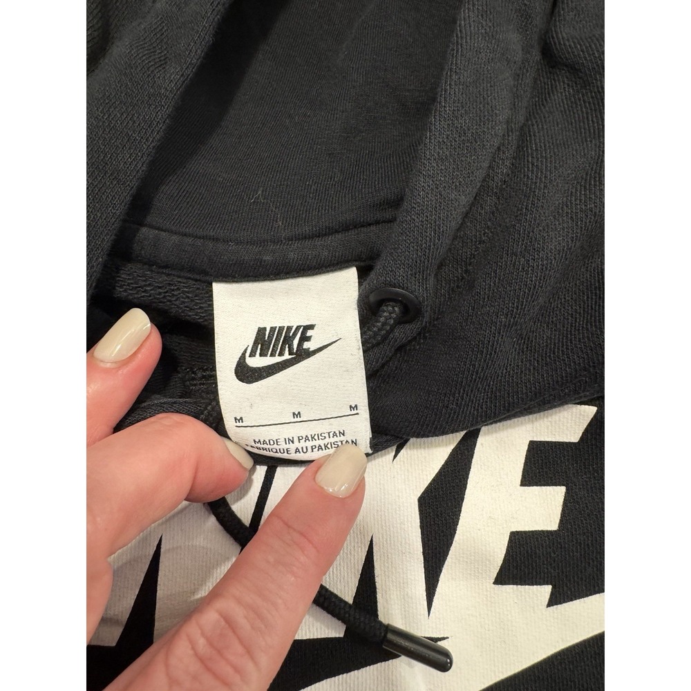 2 Nike Women's Medium Pullover Hoodies Sweatshirts Gray Black Swoosh Logo - Picture 5 of 10
